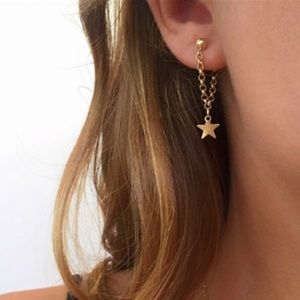 gold star hanging beaded classy earrings 🌟